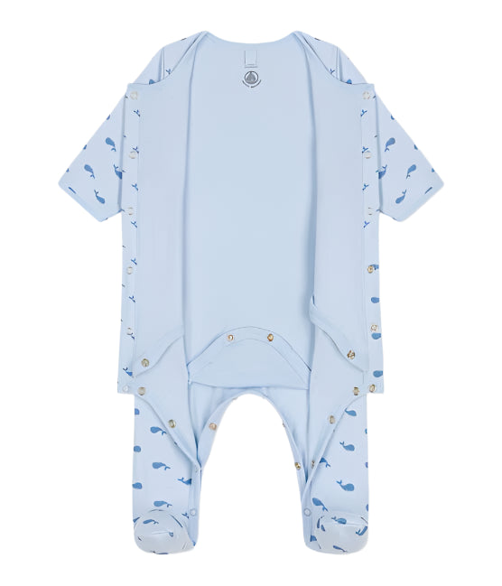 Petit Bateau infant whale print footie with attached onesie