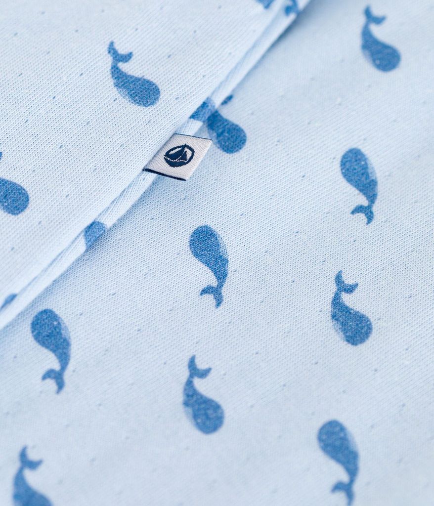 Petit Bateau infant whale print footie with attached onesie