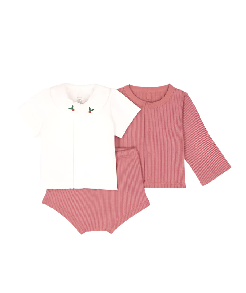 Petit Bateau infant girl 3-piece short set