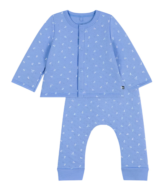 Petit Bateau infant anchor print cardigan & pant set