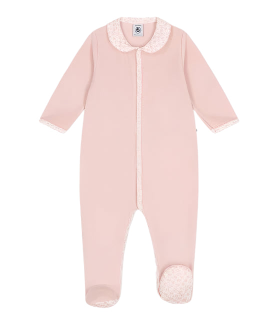 Petit Bateau infant girl velour footie with collar