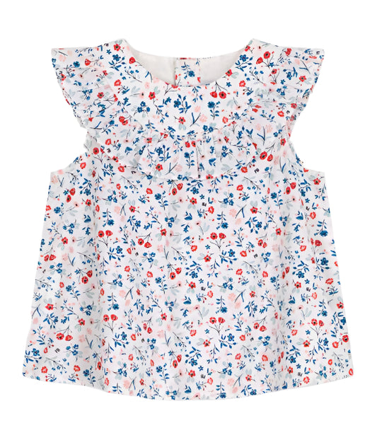 Petit Bateau infant girl sleeveless floral blouse