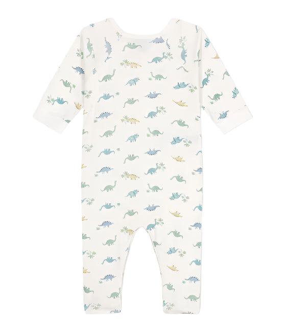 Petit Bateau infant boy side zip dinosaur print footie