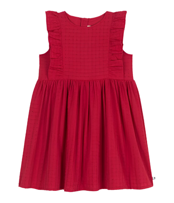 Petit Bateau girls sleeveless eyelet dress