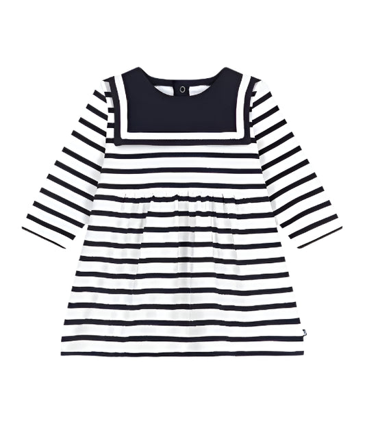 Petit Bateau infant girl long sleeve sailor dress