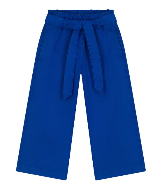 Petit Bateau girls tie waist wide leg pants