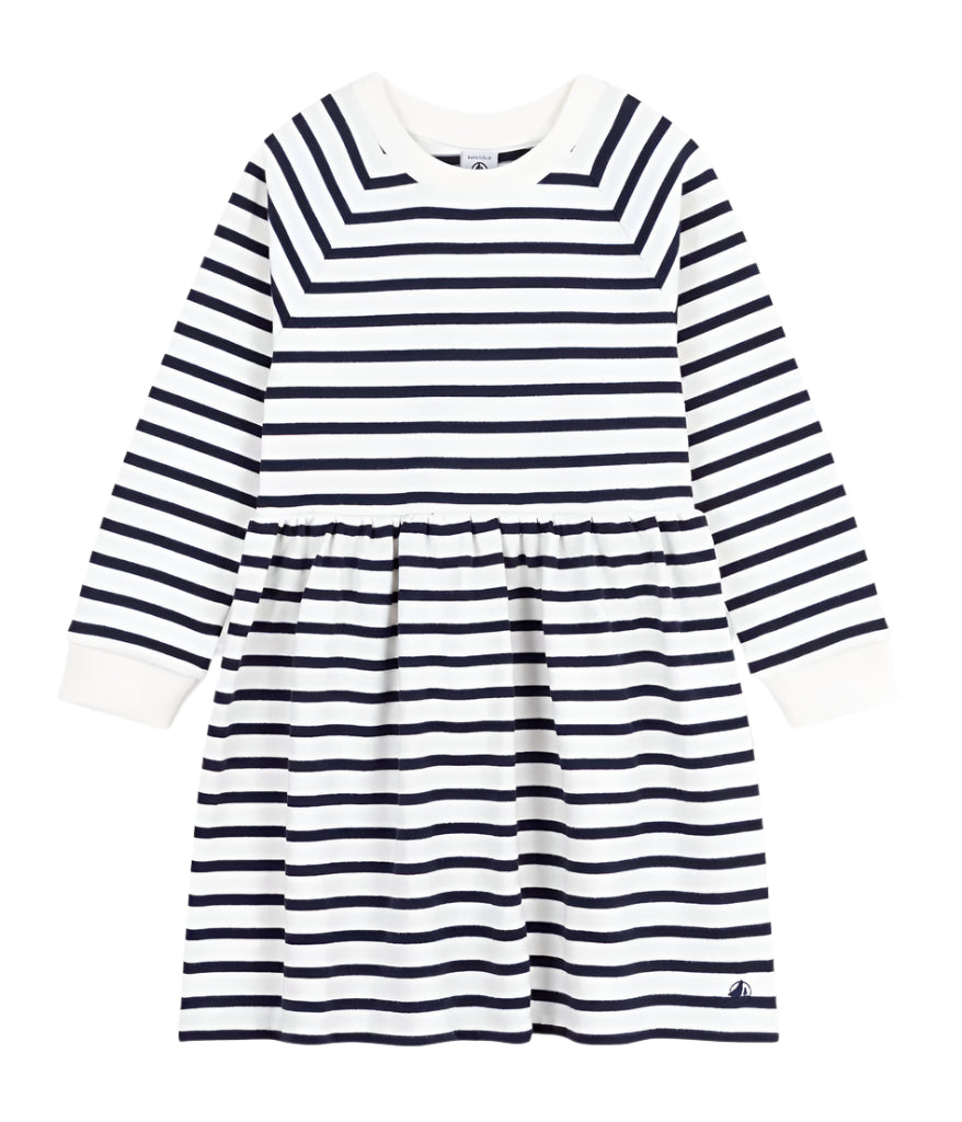Petit Bateau girls long sleeve stripe dress
