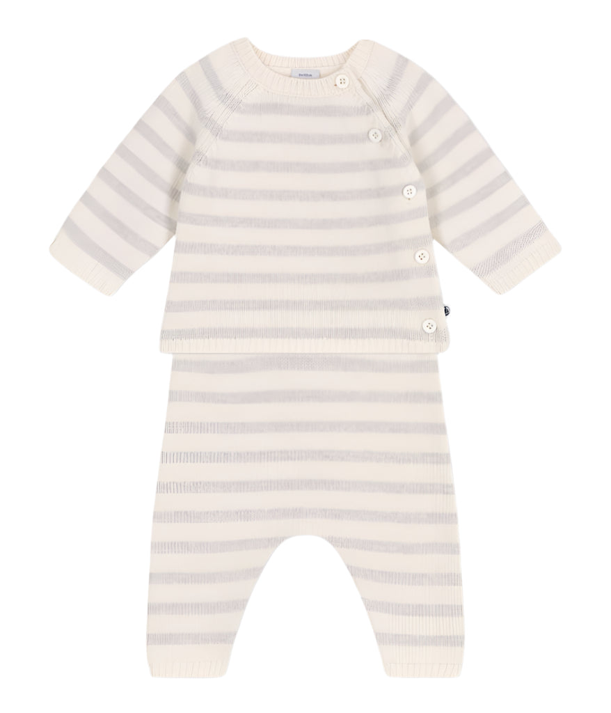 Petit Bateau infant stripe knit sweater & pant set