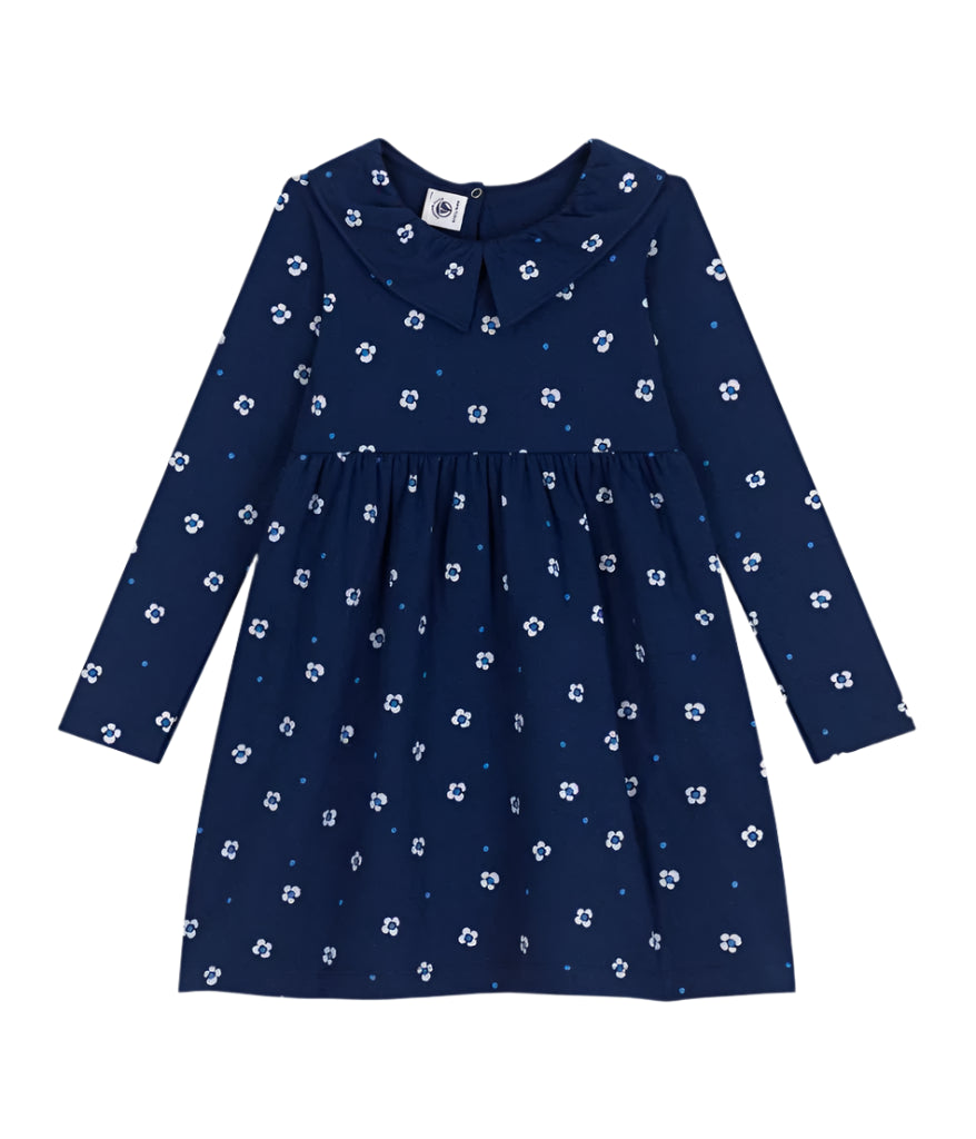 Petit Bateau girls long sleeve flower print dress