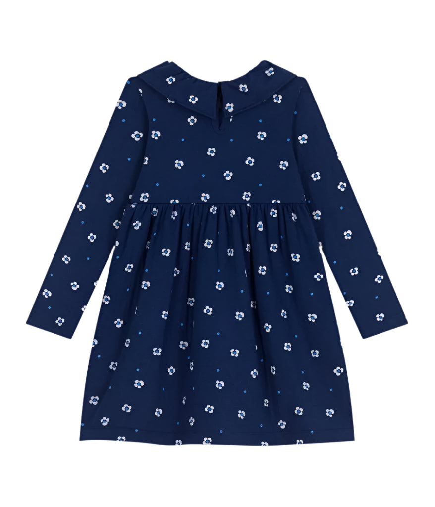 Petit Bateau girls long sleeve flower print dress