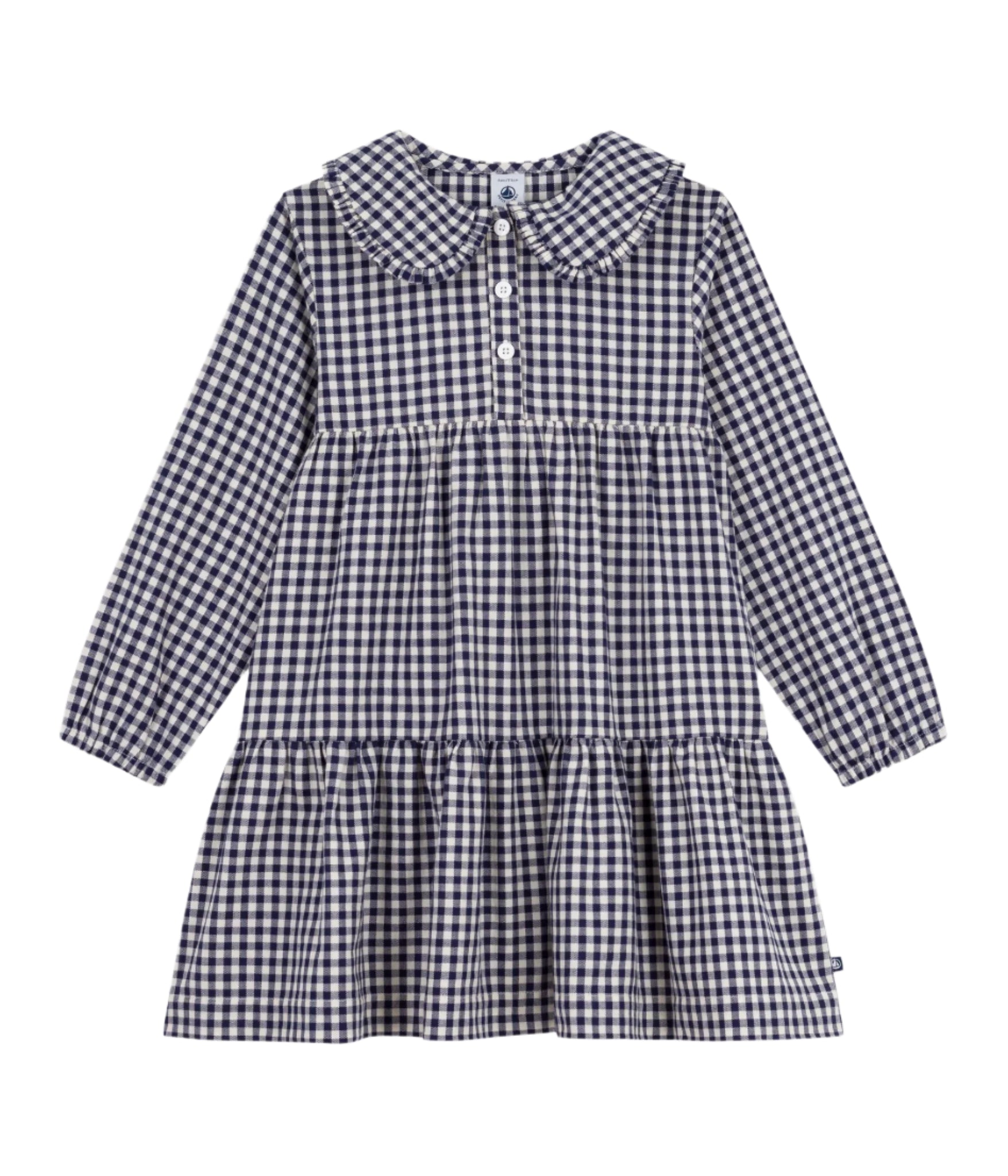 Petit Bateau girls check collared dress
