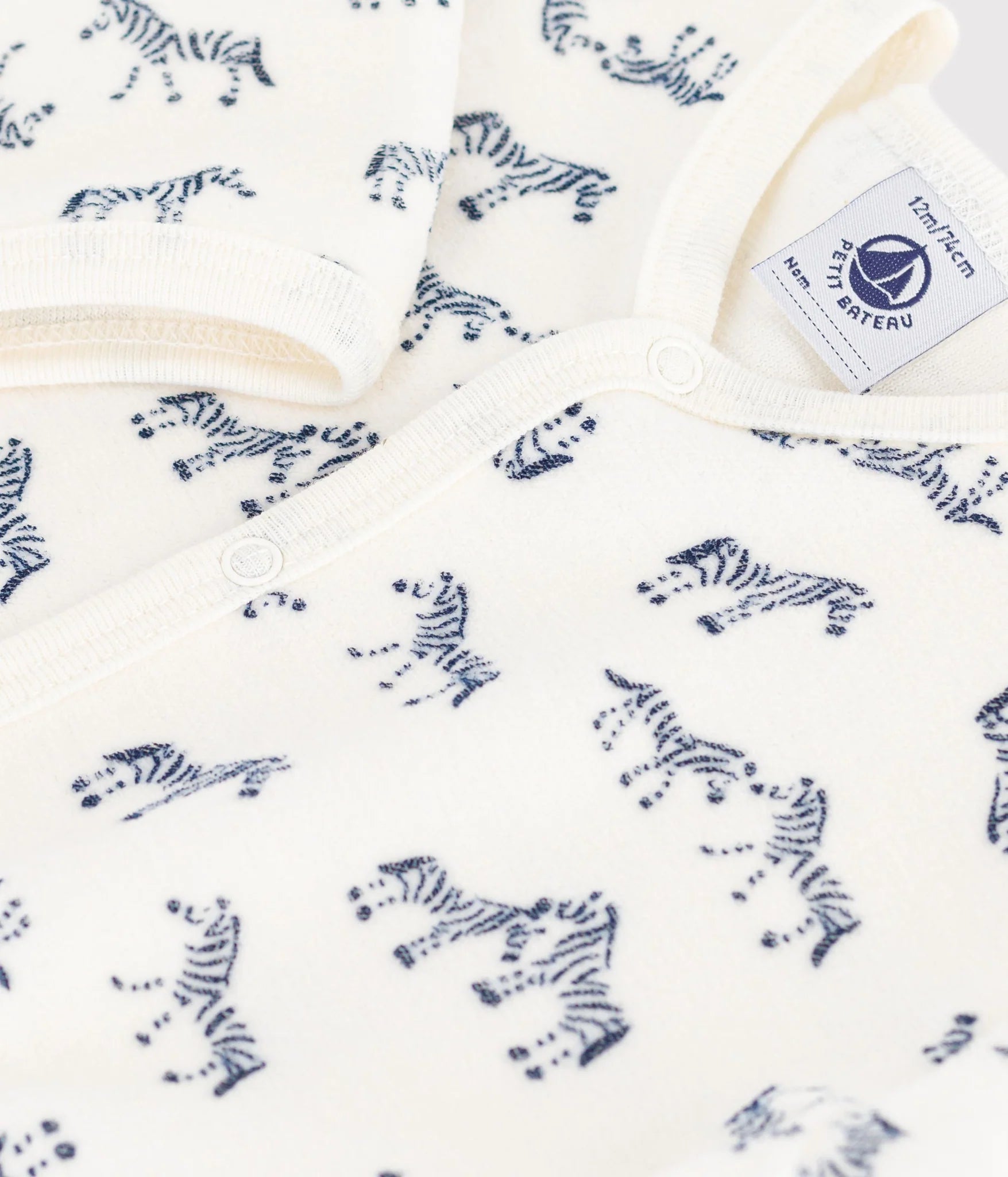 Petit Bateau infant zebra print velour footie