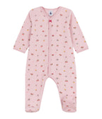 Petit Bateau infant girl floral print velour footie