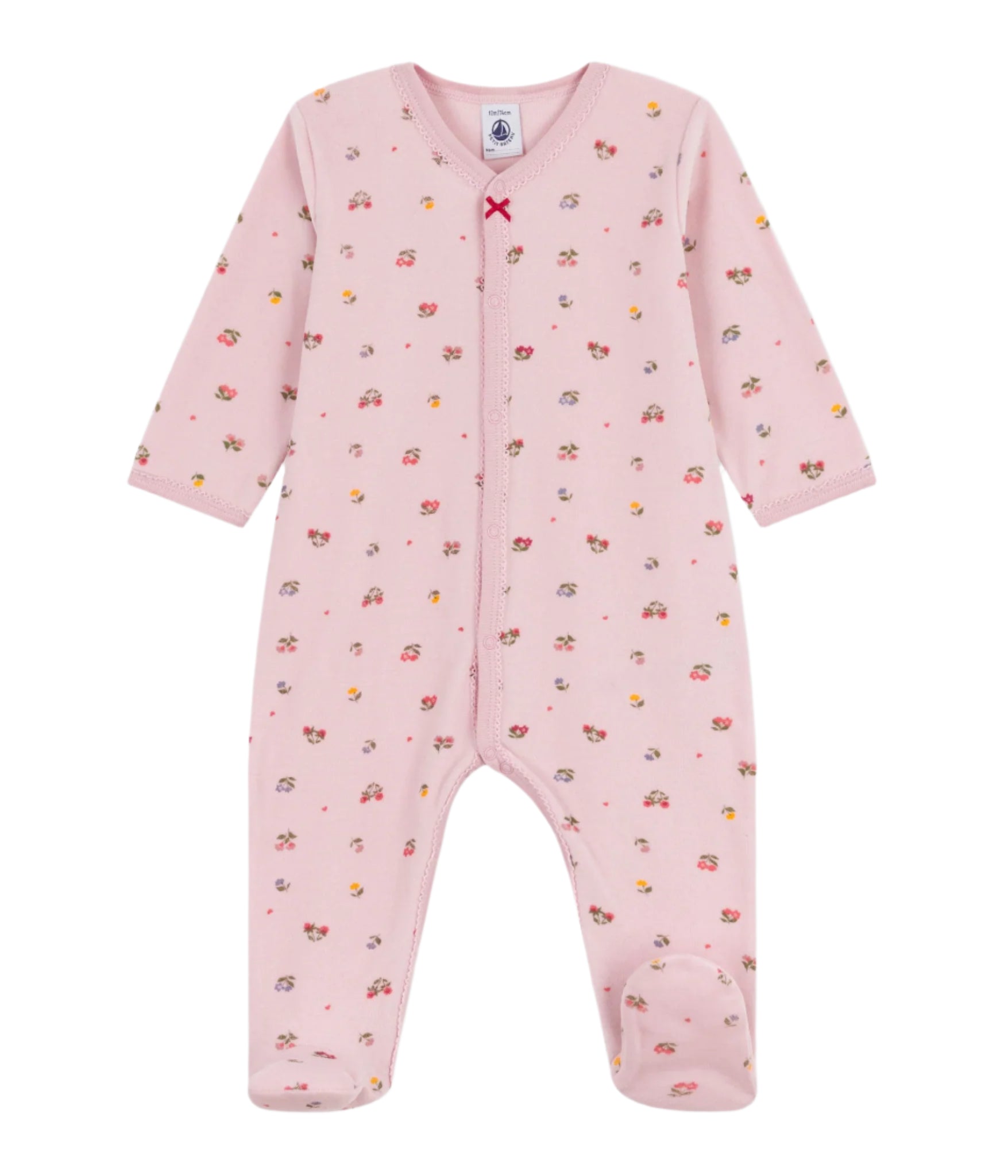Petit Bateau infant girl floral print velour footie