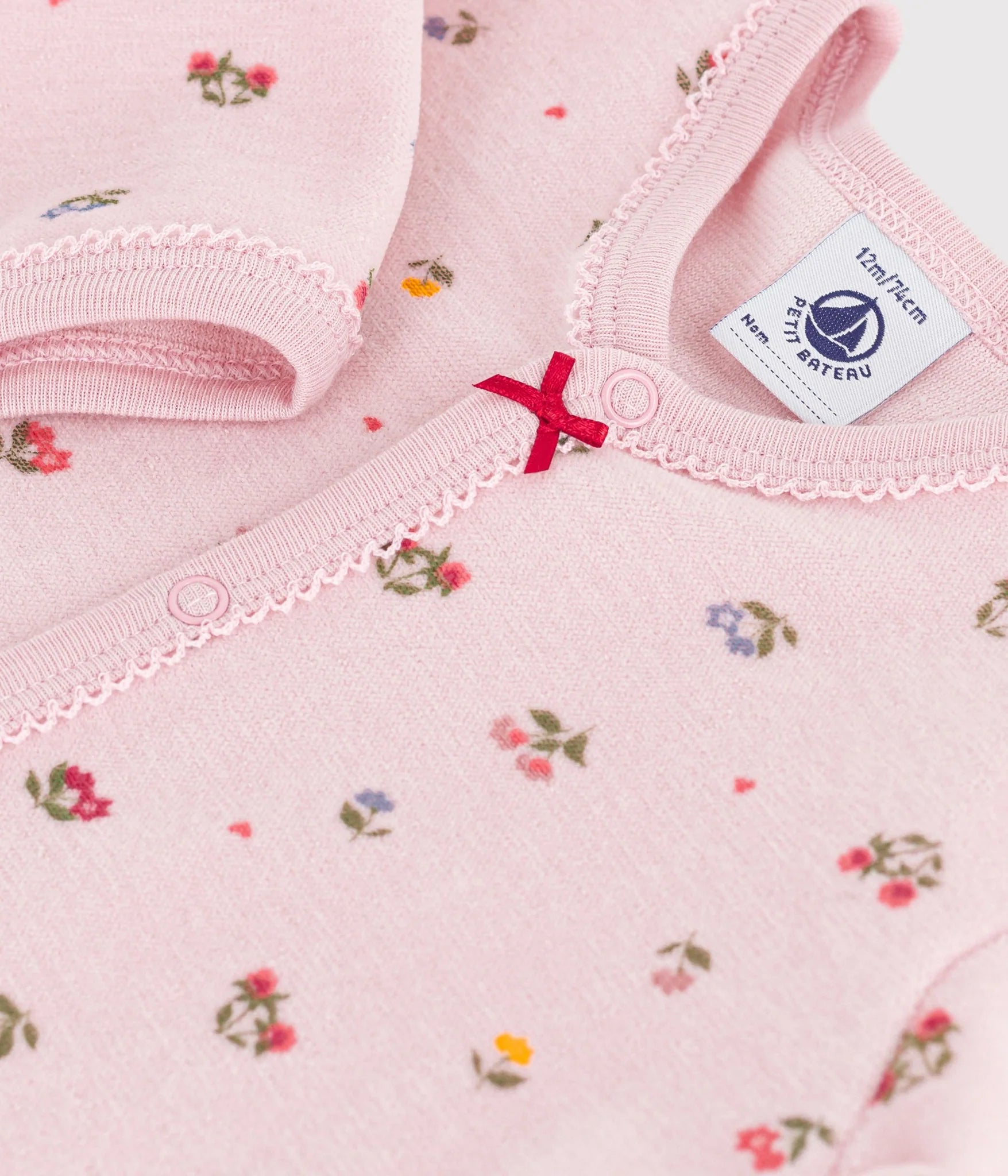 Petit Bateau infant girl floral print velour footie