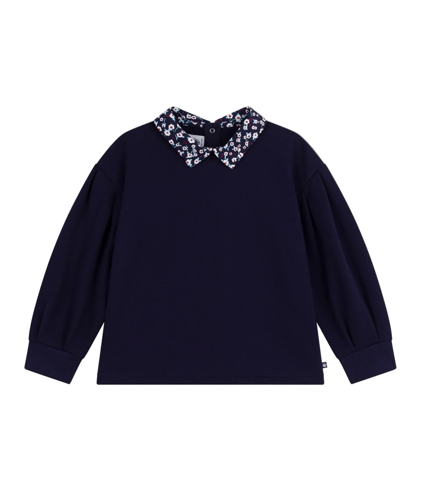 Petit Bateau girls floral collar sweatshirt
