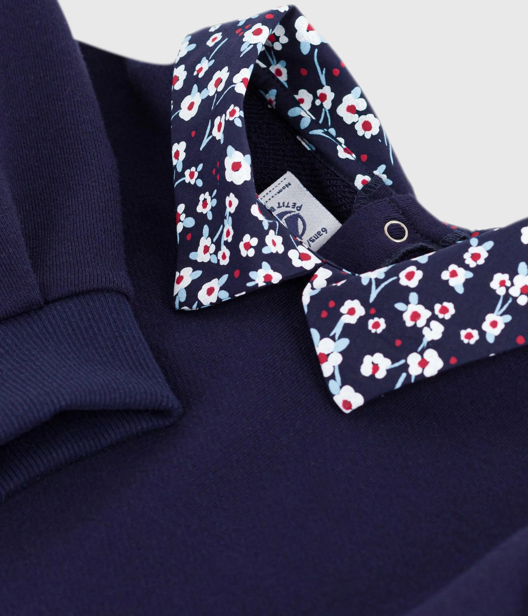Petit Bateau girls floral collar sweatshirt