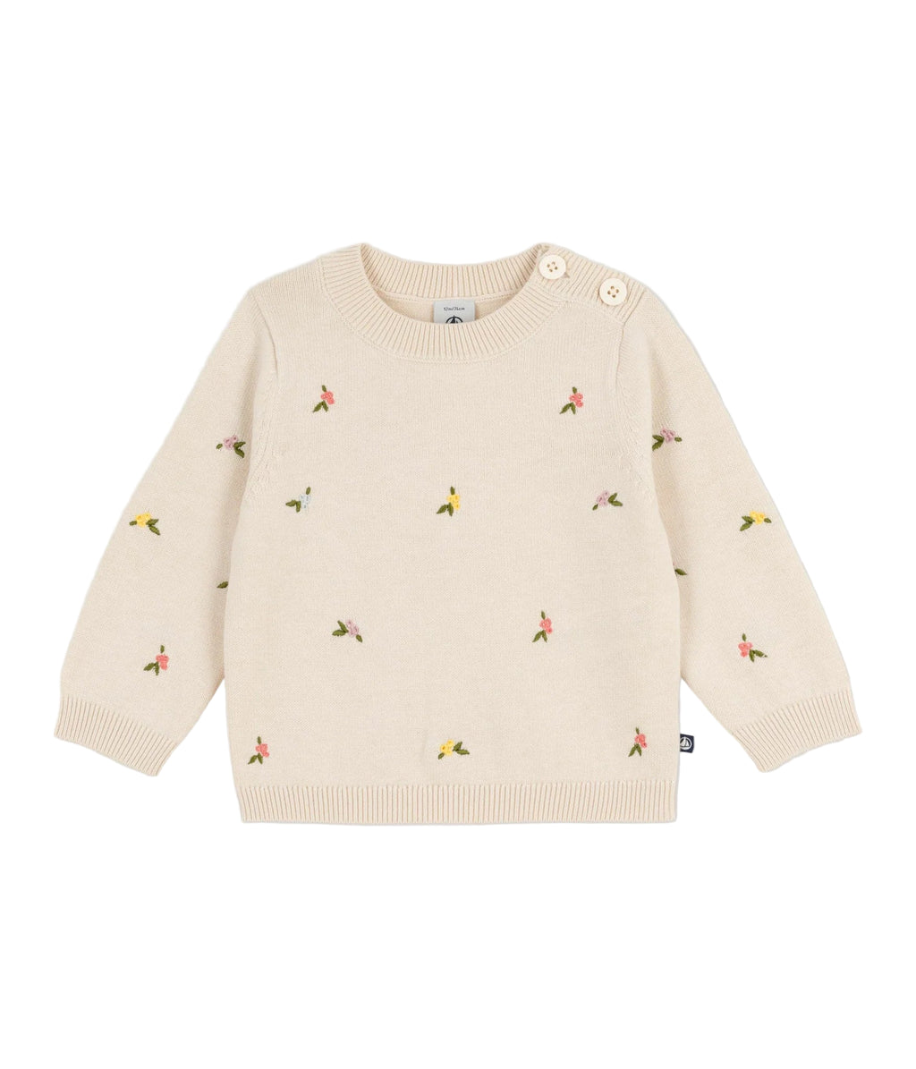 Petit Bateau infant girl sweater with tiny flowers