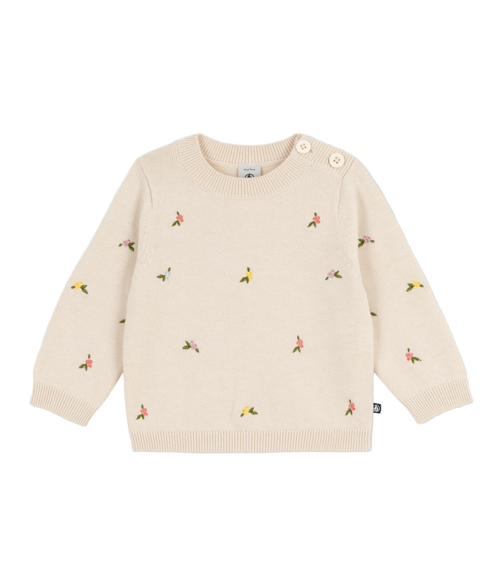 Petit Bateau infant girl sweater with tiny flowers