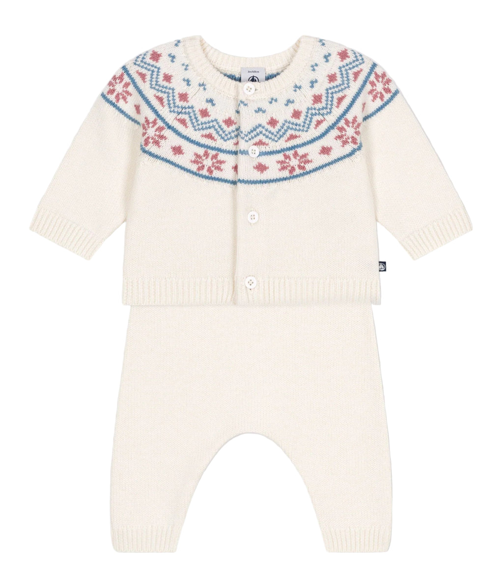 Petit Bateau infant girl fair isle sweater set