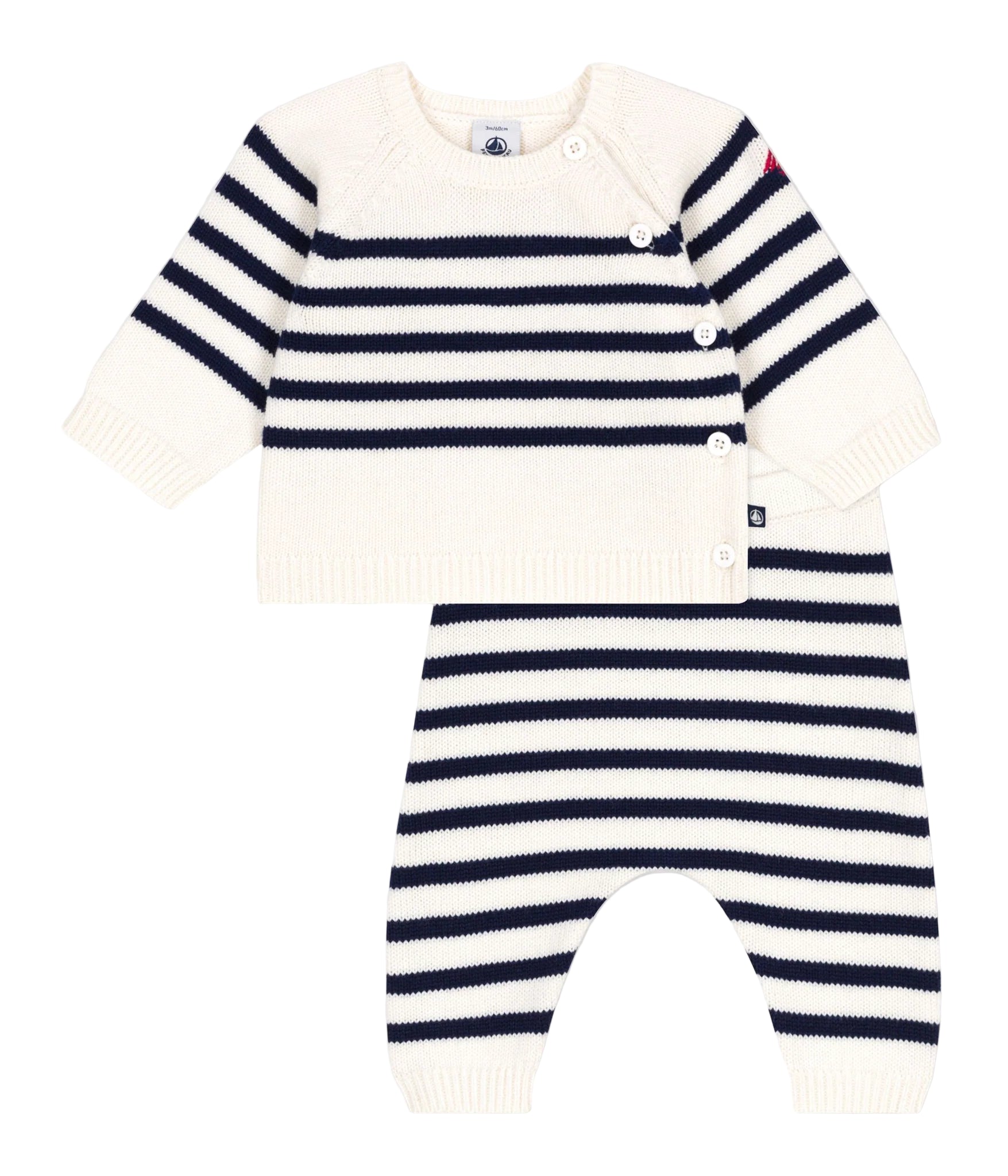Petit Bateau infant stripe knit sweater & pant set