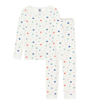 Petit Bateau girls heart print pajamas