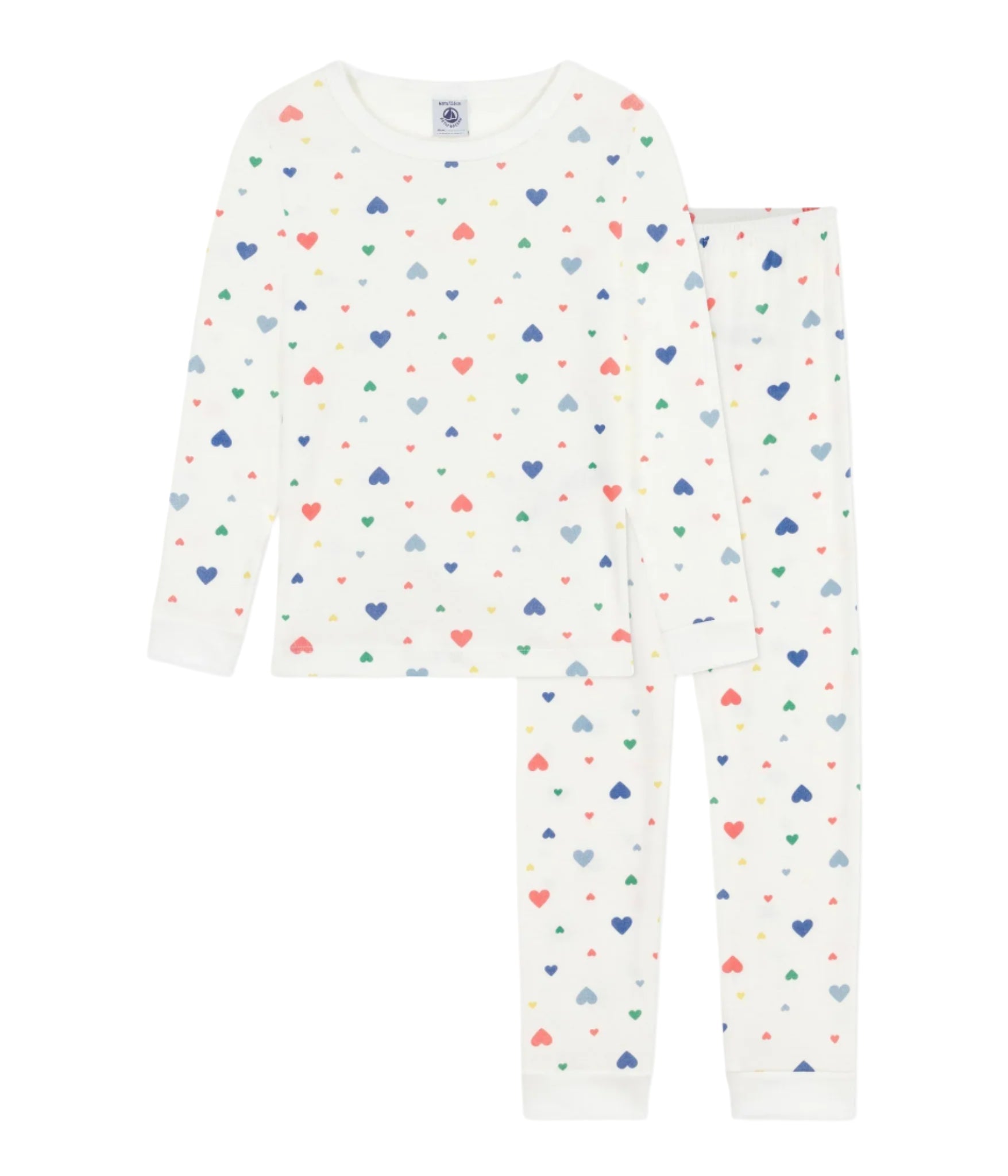 Petit Bateau girls heart print pajamas