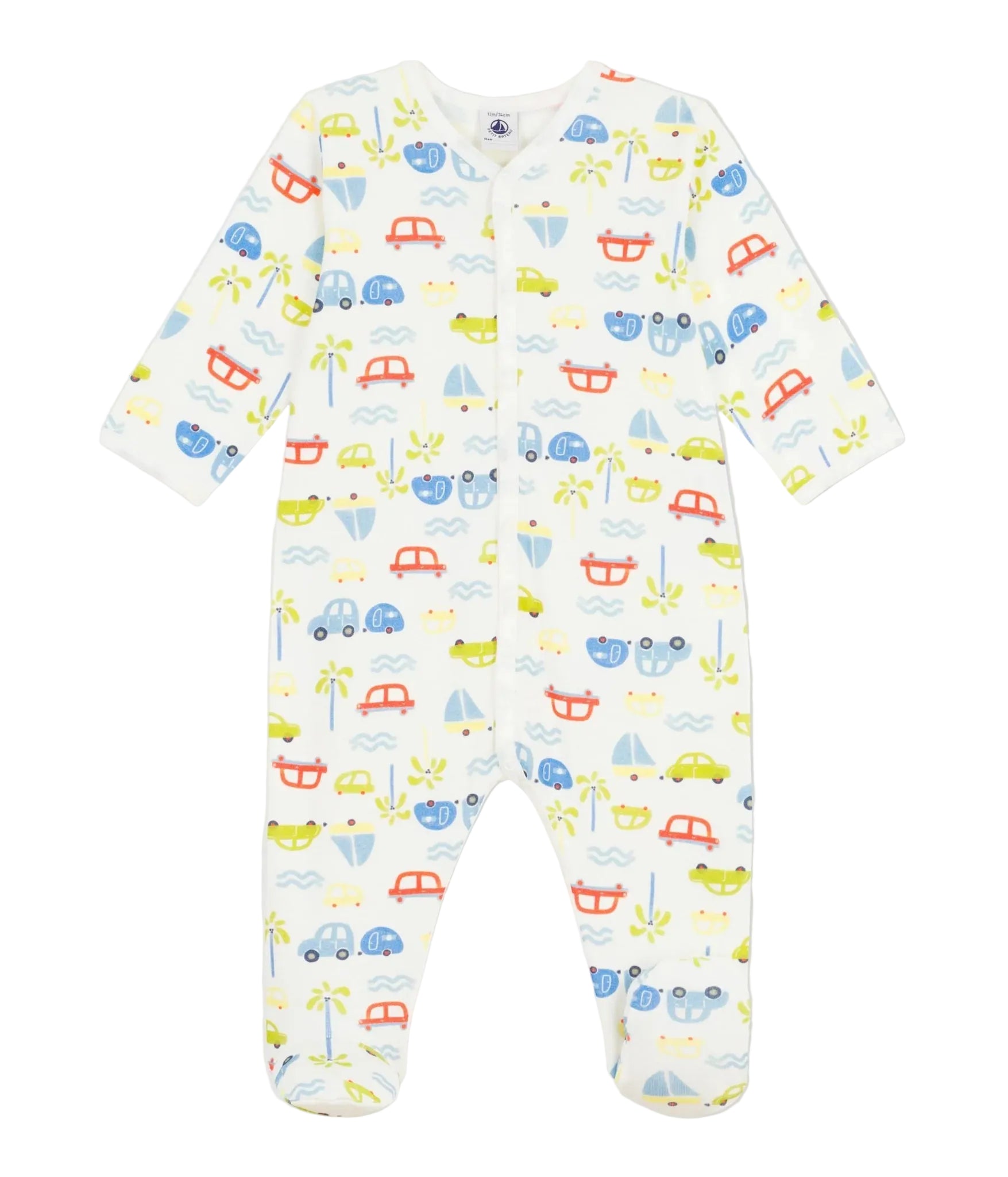 Petit Bateau infant boy allover cars print footie
