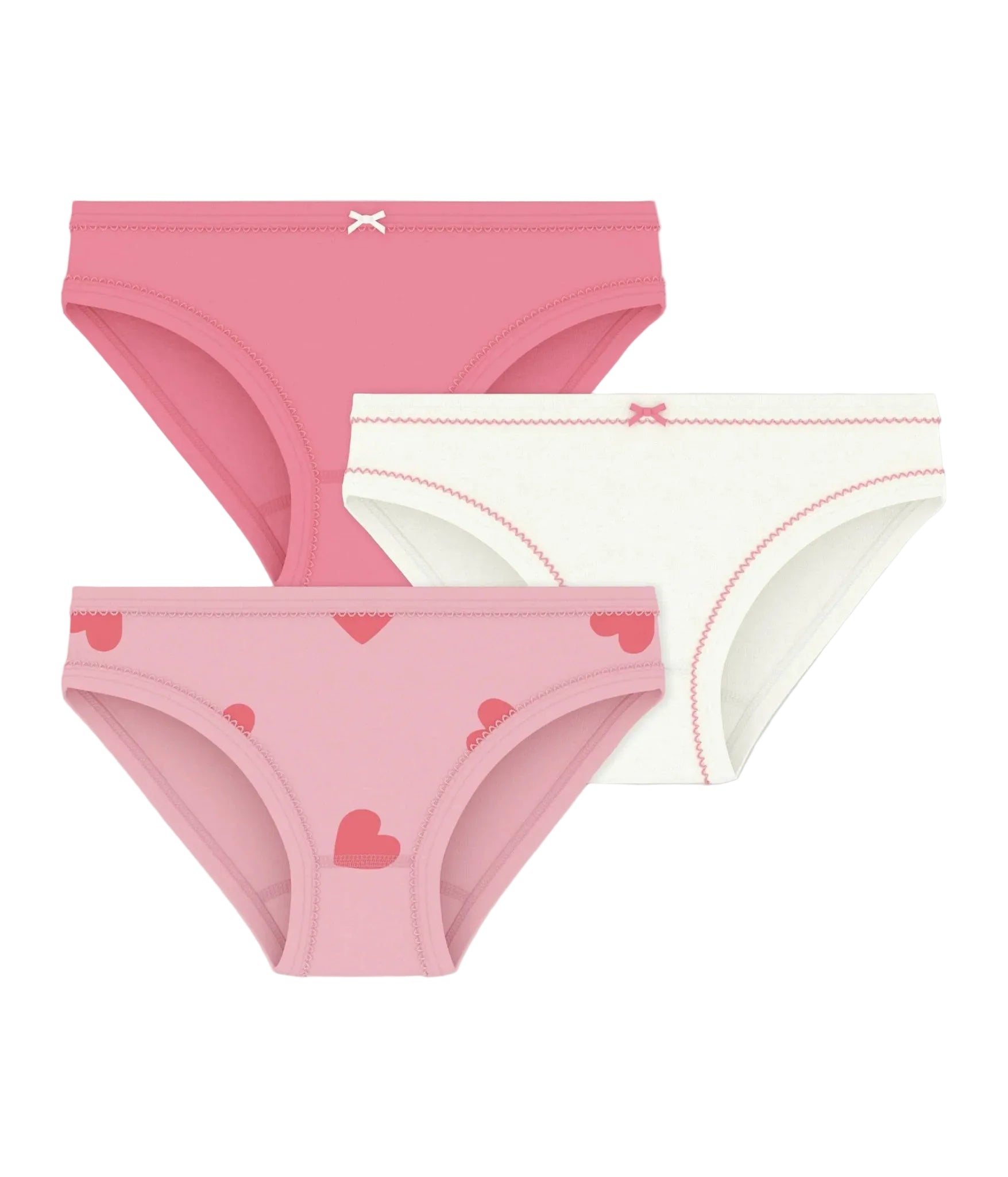 Petit Bateau 3-pack girls heart print underwear