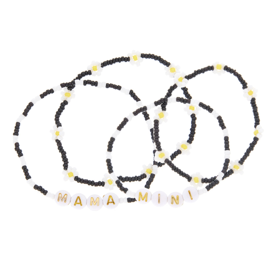 Daisy beaded mama + mini matching bracelets