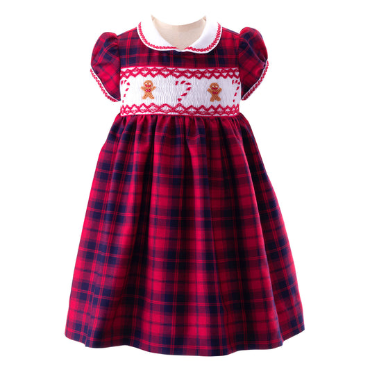 Rachel Riley infant & girls gingerbread smocked dress