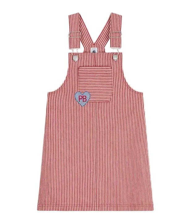 Petit Bateau girls stripe overall dress