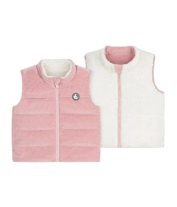 Petit Bateau infant girl corduroy reversible vest