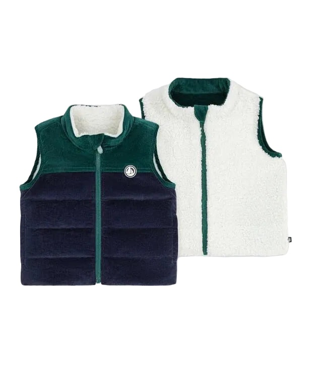 Petit Bateau infant boy reversible corduroy vest