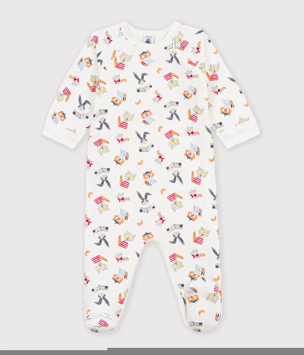 Petit Bateau infant parisian animal print footie