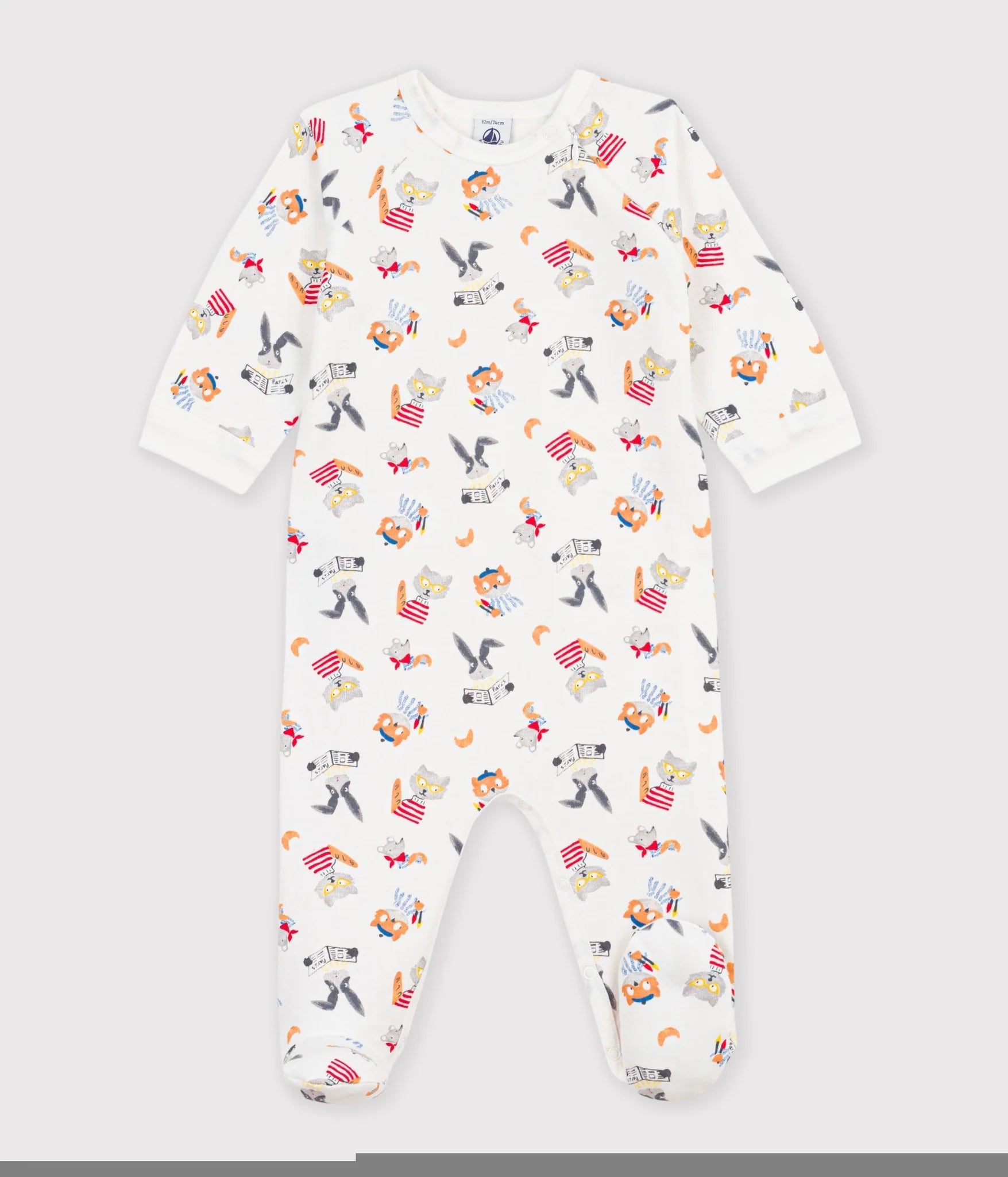 Petit Bateau infant parisian animal print footie