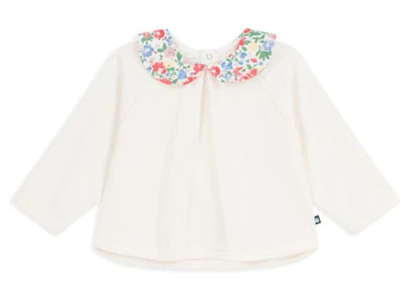 Petit Bateau infant girl floral collar sweatshirt