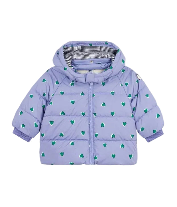 Petit Bateau infant girl hear print puffer coat