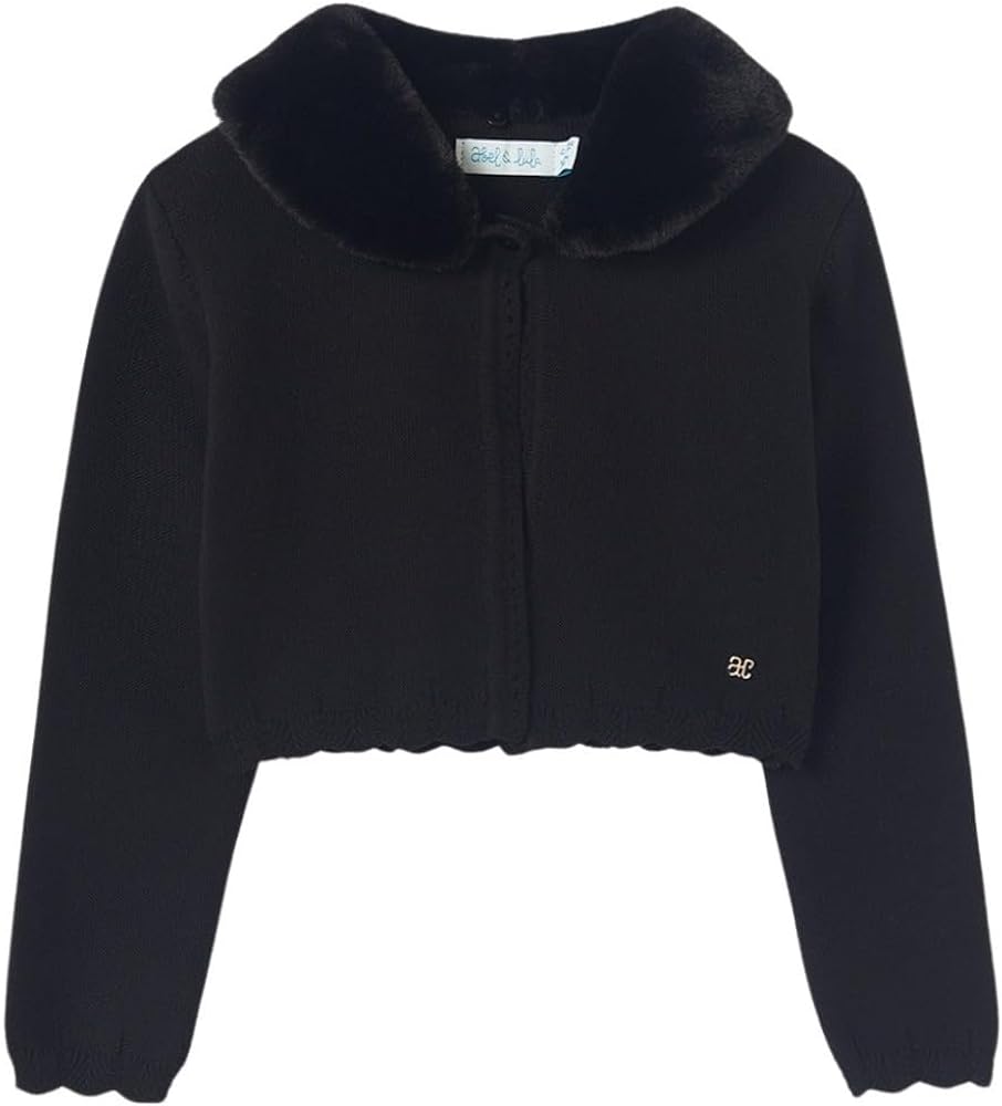 Abel & Lula infant & girls cardigan with faux fur collar