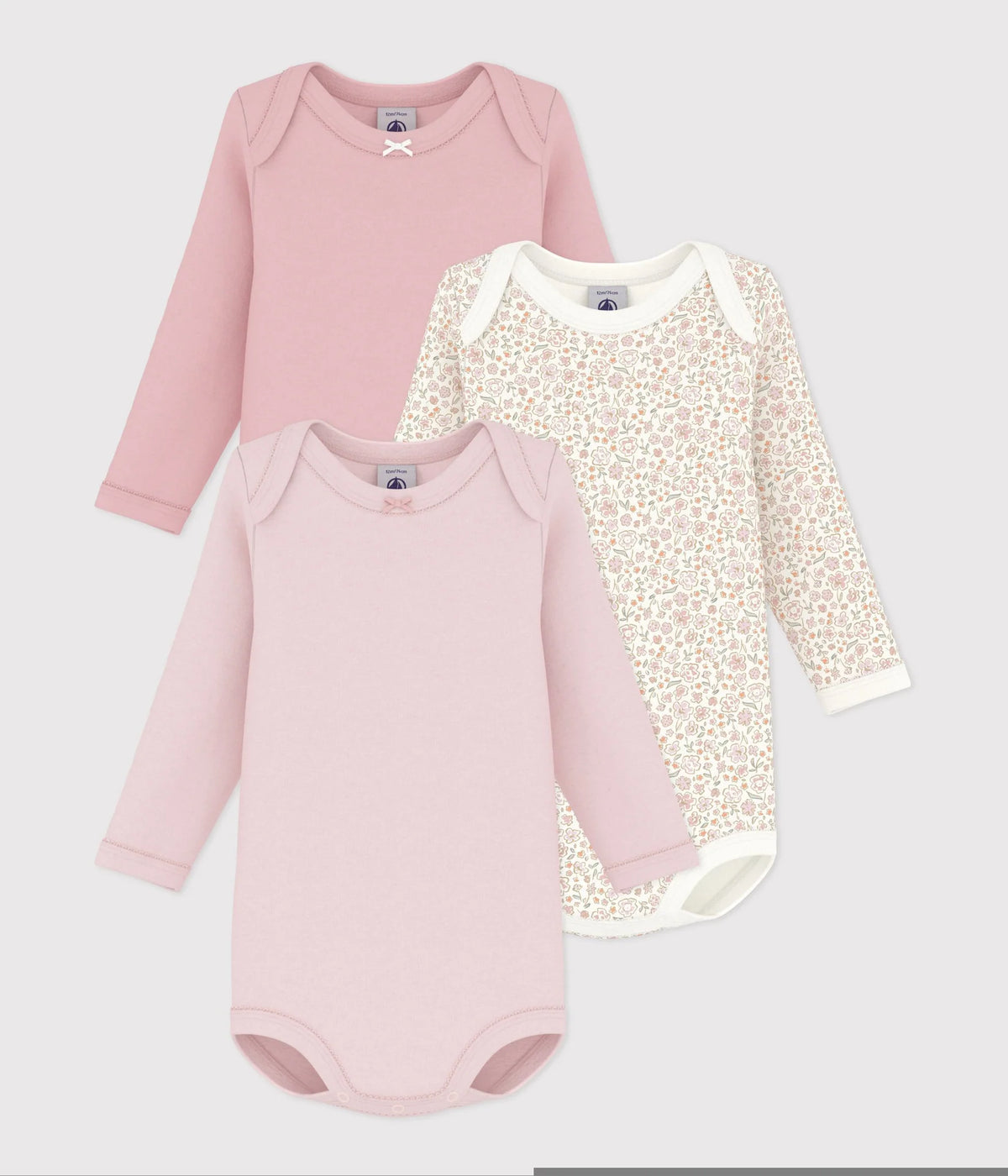 Petit Bateau 3-pack infant long sleeve onesies