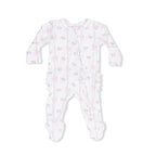 Angel Dear infant girl dainty buds & bows ruffle back zipper footie