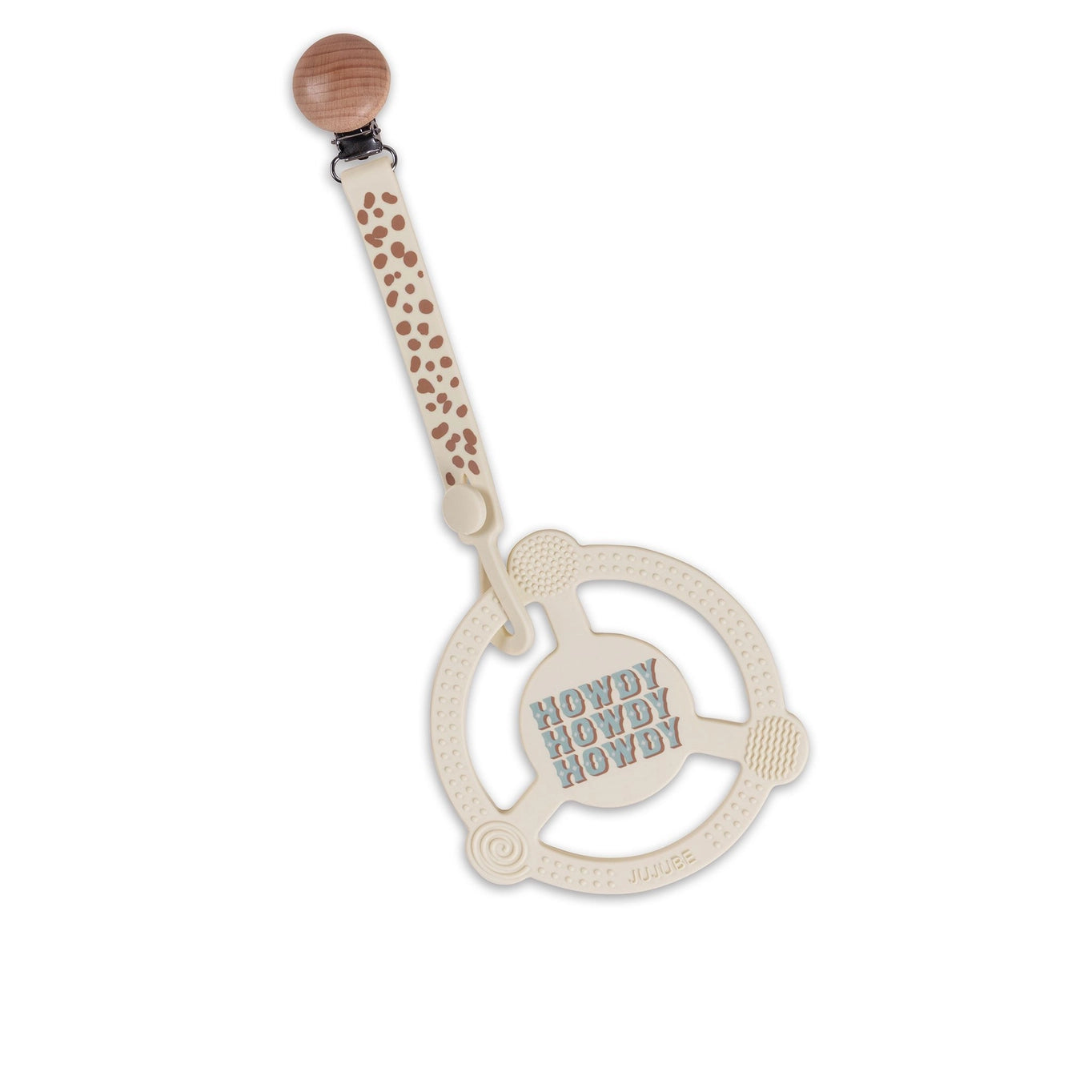 JuJuBe silicone teether ring with detachable clip