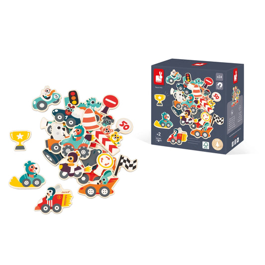 Janod 24-piece car magnets set