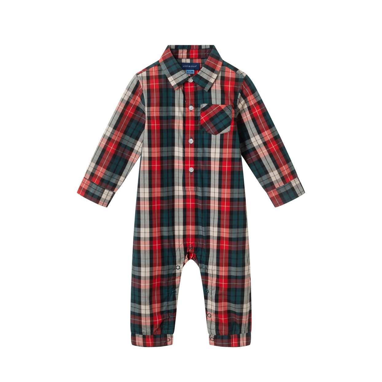 Andy & Evan infant boy plaid romper