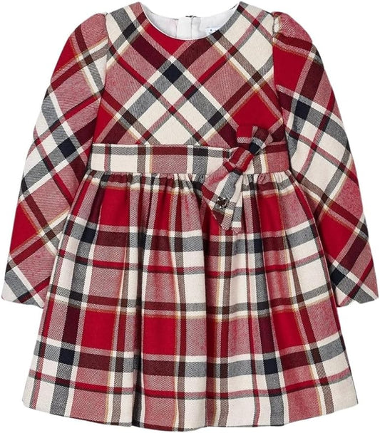 Mayoral girls plaid long sleeve dress