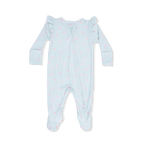 Angel Dear infant girl tiny cherry stripe ruffle sleeve zipper footie