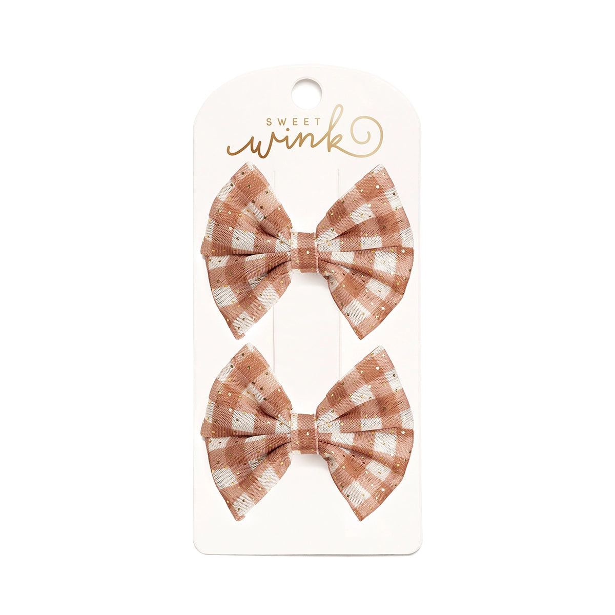 Sweet Wink gingham printed tulle bow clip set