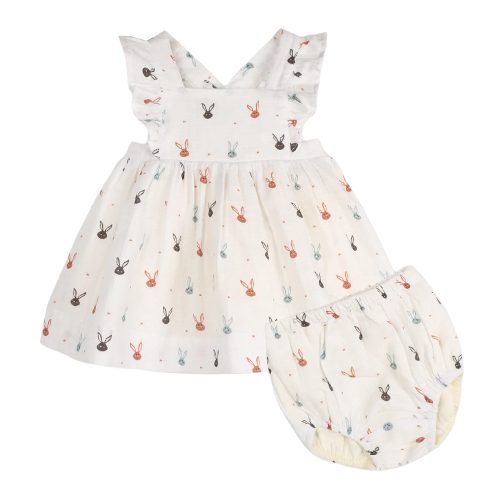Viverano Organics infant girl mini bunnies dress + bloomer set