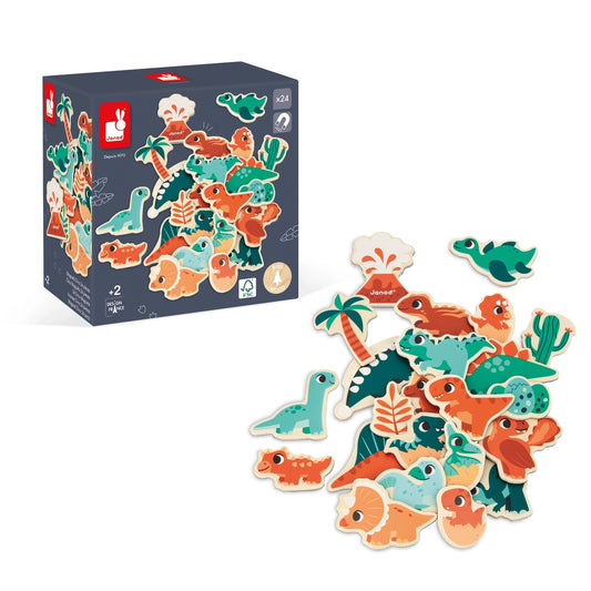 Janod 24-piece dinosaur magnet set