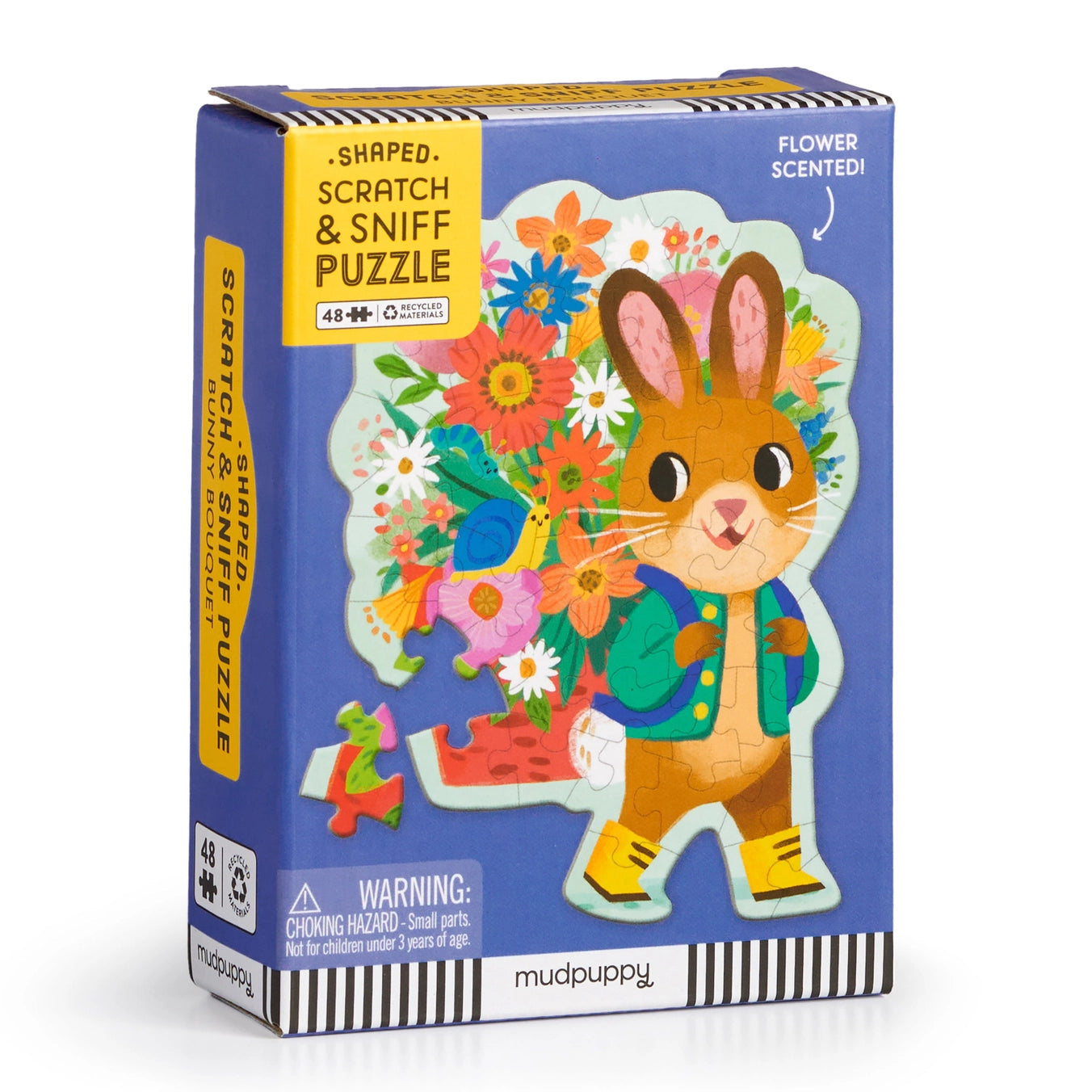 Bunny Bouquet 48-piece scratch & sniff shaped mini puzzle